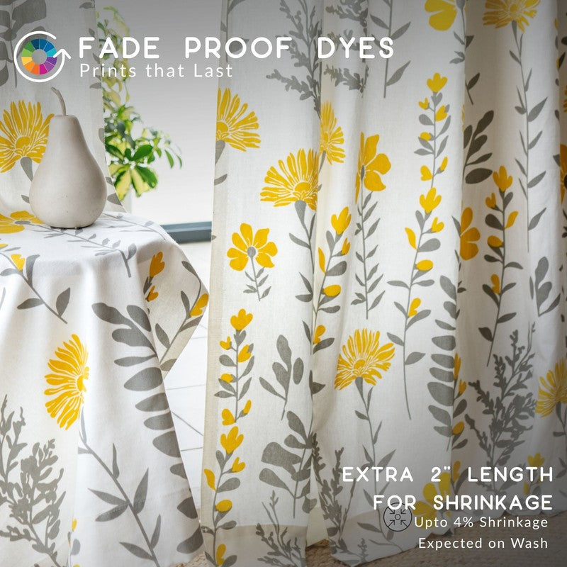 Tranquebar Home Garden Grace Cotton Curtains(Yellow) - Set Of Two media 6