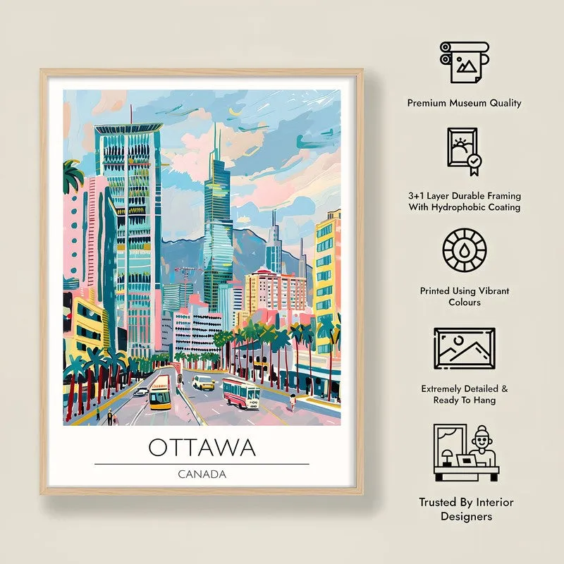Vintage Ottawa Framed Canvas Archival Canvas Wall Painting - Natural Brown Frame media 8