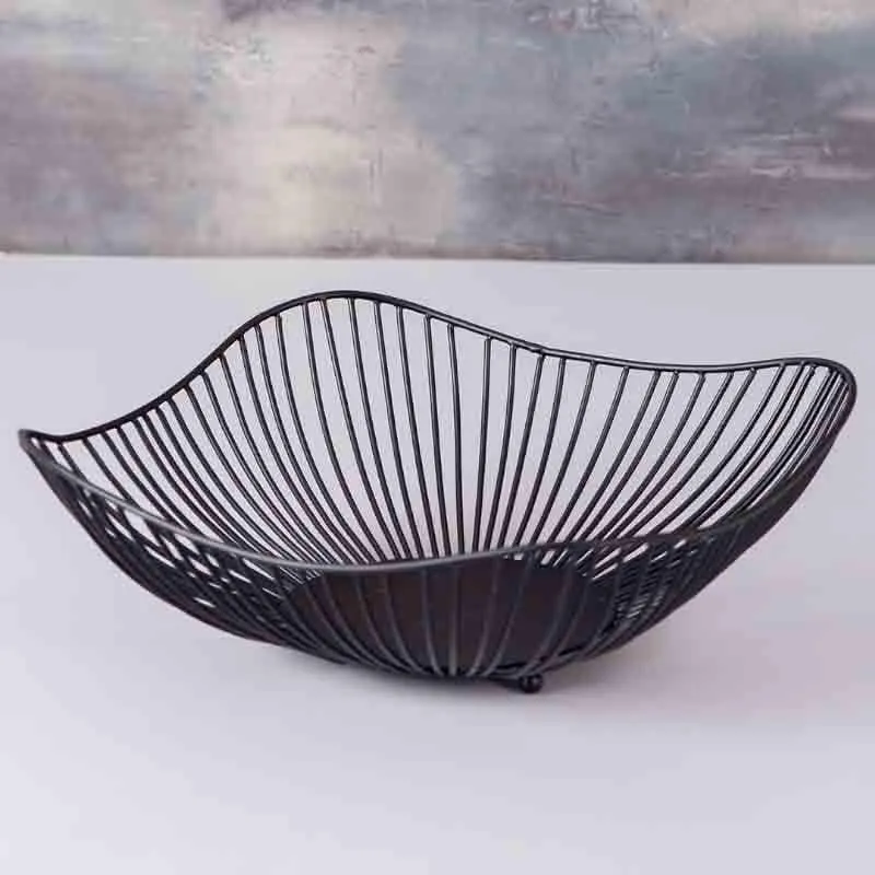 Elegant Black Metal Fruit Basket media 5