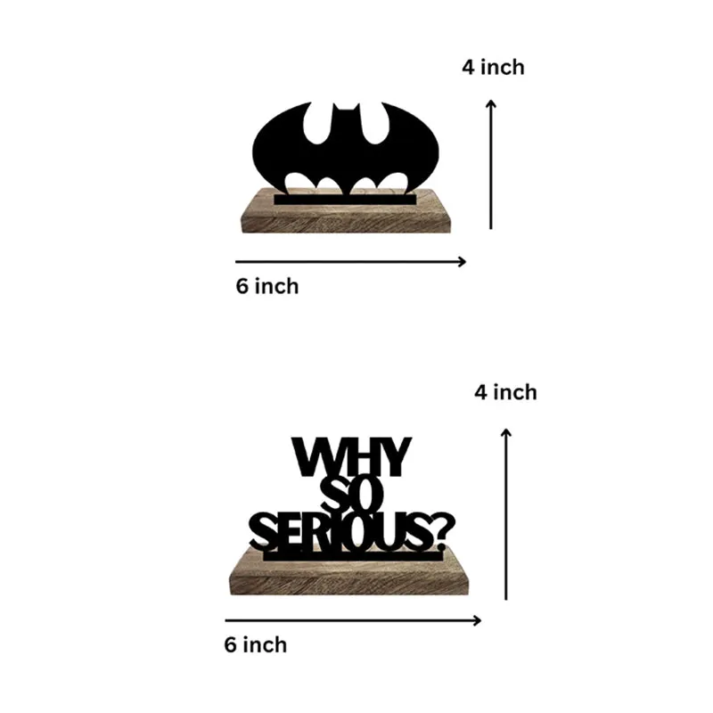 Dark Knight's Playful Pursuit Typography Showpiece - Set Of Two media 7