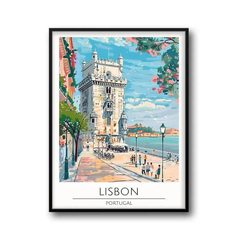 Vintage Lisbon Framed Canvas Wall Painting media 5