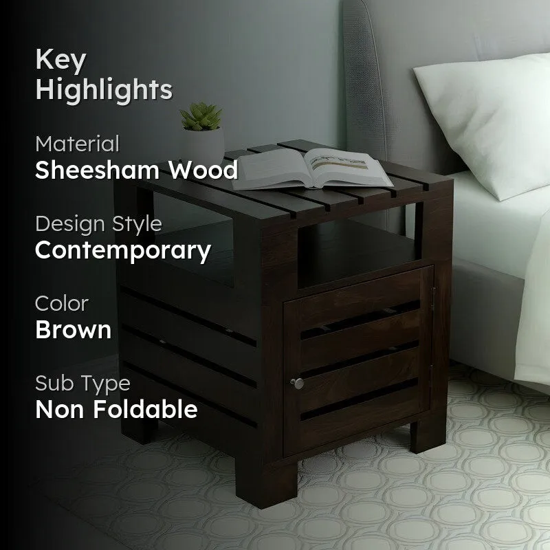 Wverix Sheesham Wooden Side & Bedside Table - Black media 2