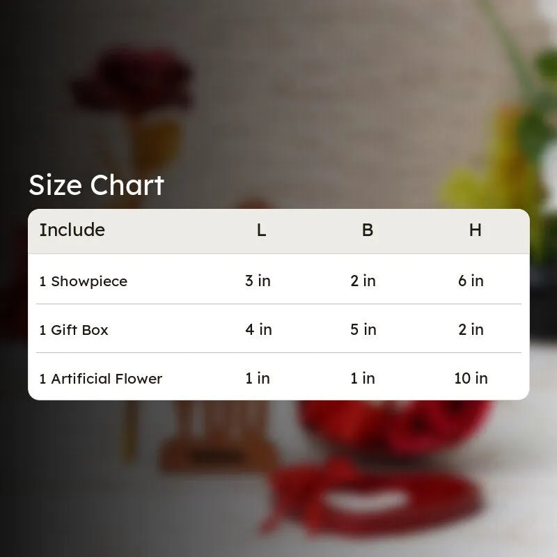 Size chart graphic for the three-piece gift set