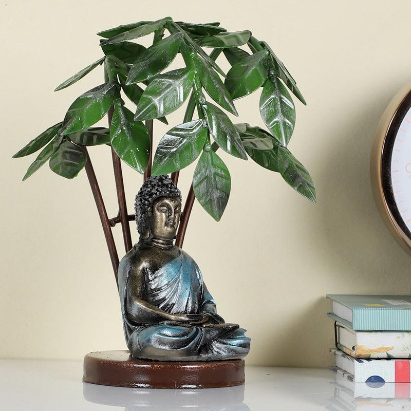 Buddha & Bodhi Tree Iron Showpiece media 4