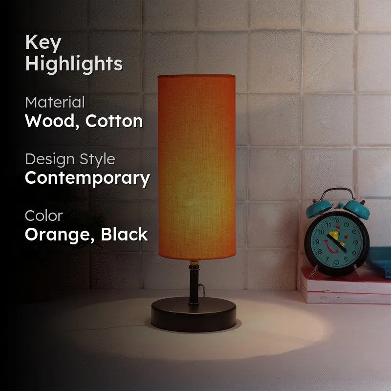 Hisha Metal Wooden Table Lamp - Orange,Black media 2