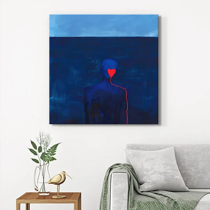 Red Heart In Blue Ocean Wall Painting media 1