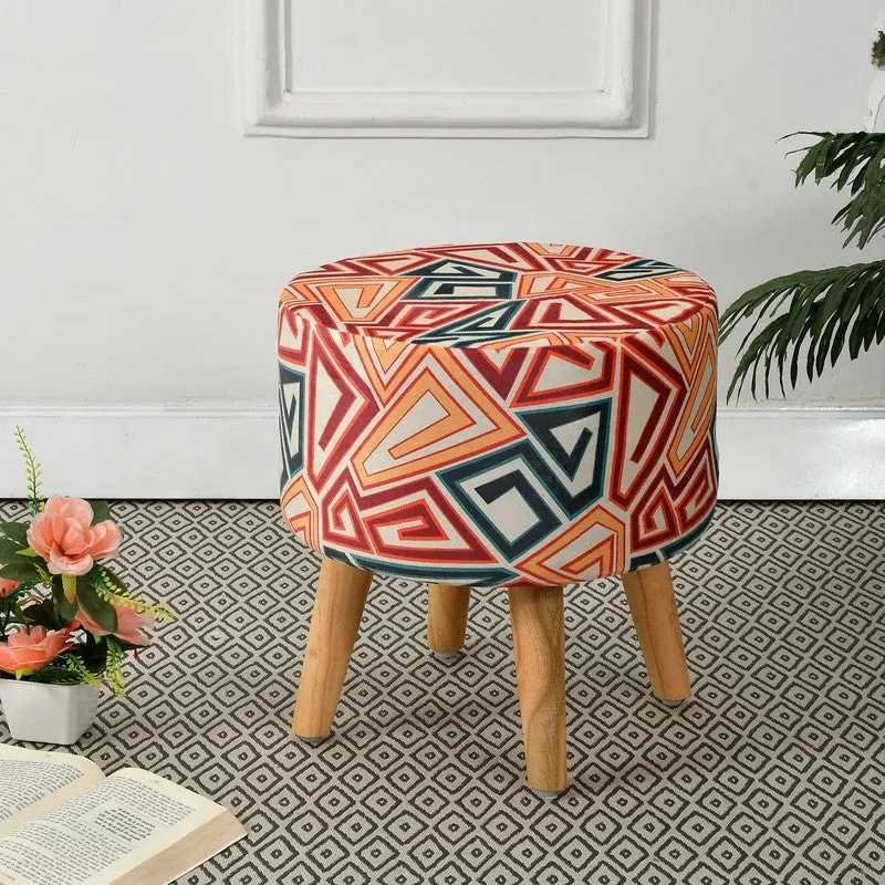 Navine Geometric-print Multicolor Engineered Wood Ottoman media 1
