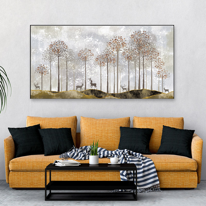 Golden Forest Canvas Wall Painting