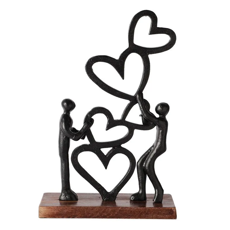 Heart Bloom Couple Aluminium Showpiece - Black media 3