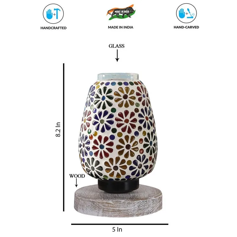 Crystique Glass Table Lamp With Wooden Base - Multicolor media 8
