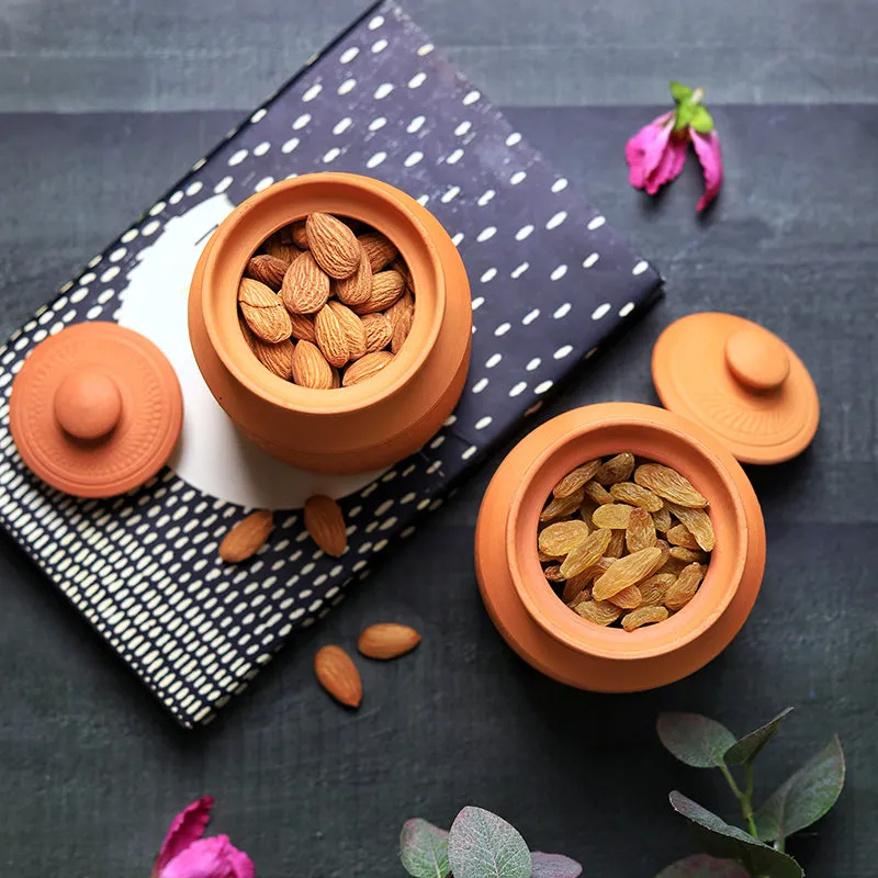Clay Curve Terracotta Jar (420 mL Each) - Set Of Two media 7