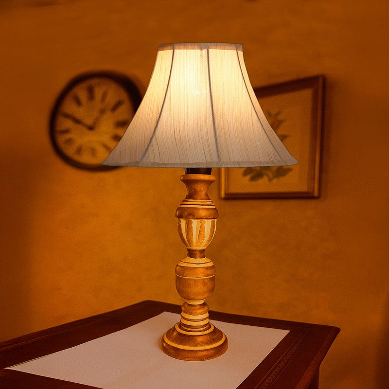Zenrae Kyro Wooden Table Lamp - OffWhite