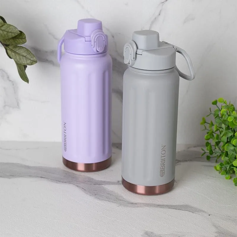 Sip Bliss Hot & Cold Thermos Water Bottle (Purple & Grey, 750 mL Each) - Set Of Two media 1