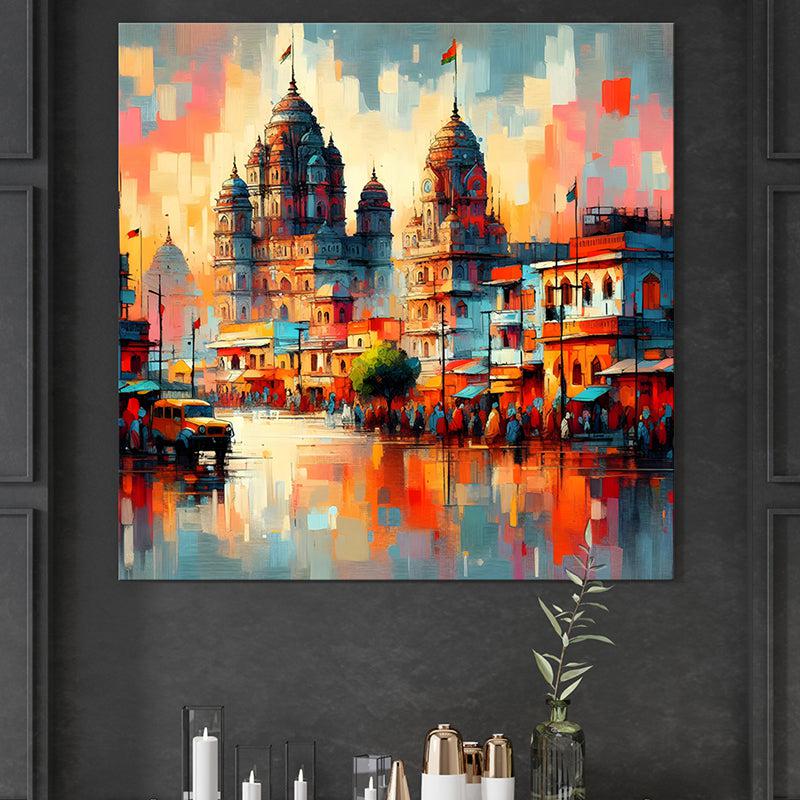 Majestic Temple Mirage Poly Canvas Wall Painting