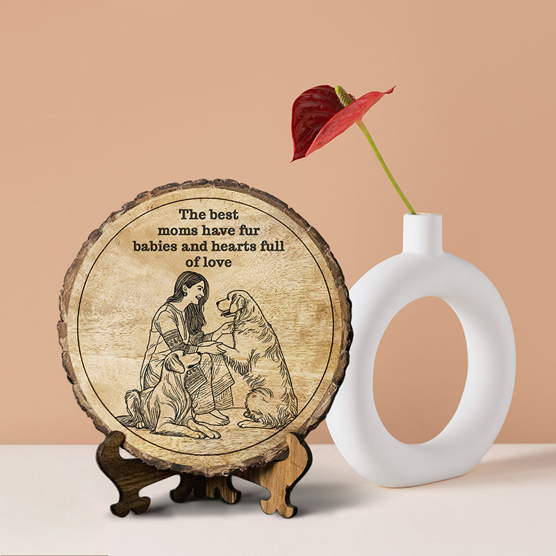 Fur Babies & Love Wood Showpiece - Round