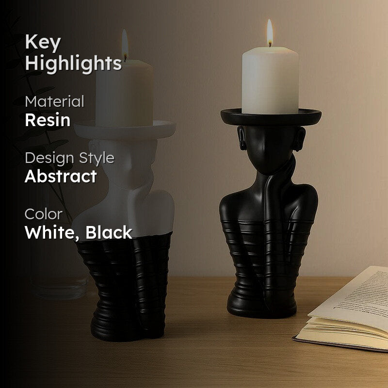 Modo Resin Candle Holder (Black & White) - Set Of Two media 2