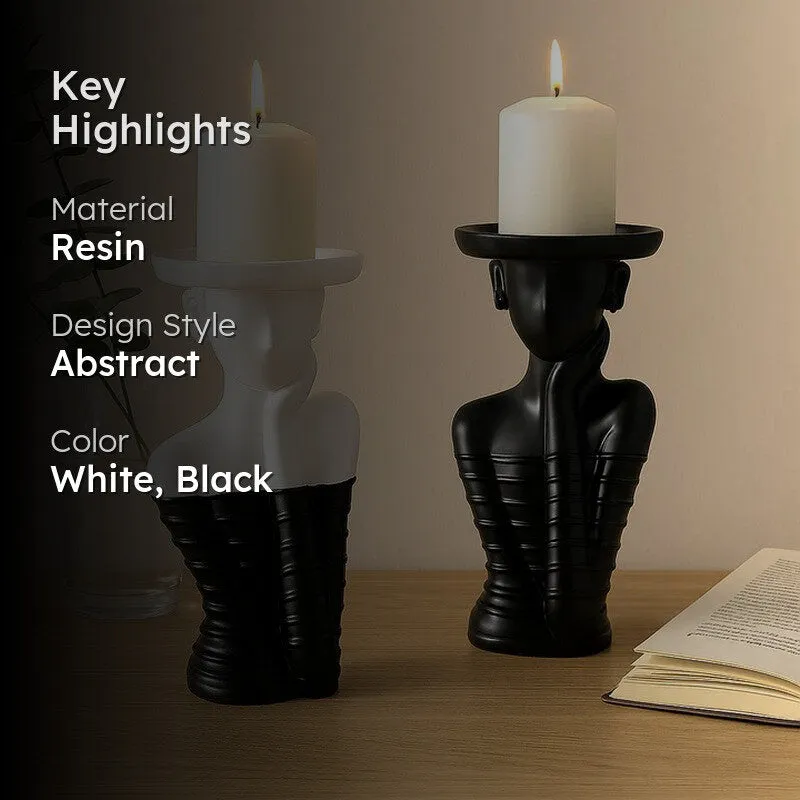 Modo Resin Candle Holder (Black & White) - Set Of Two media 2