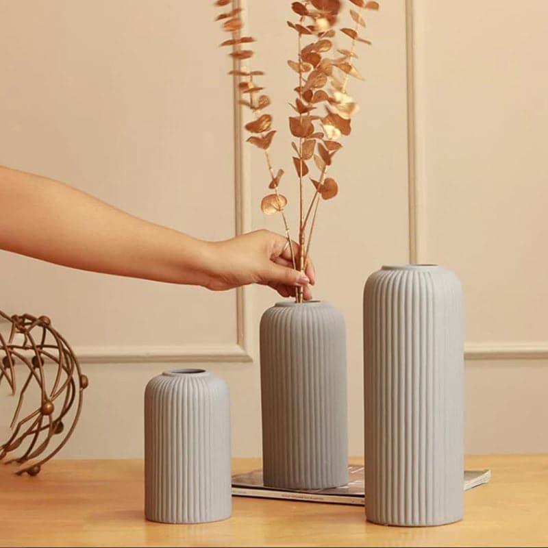 Pasha Ceramic Vase (Grey) - Set Of Three media 3