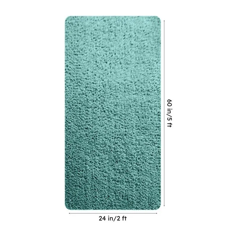 Top view of the aqua runner rug with rounded corners