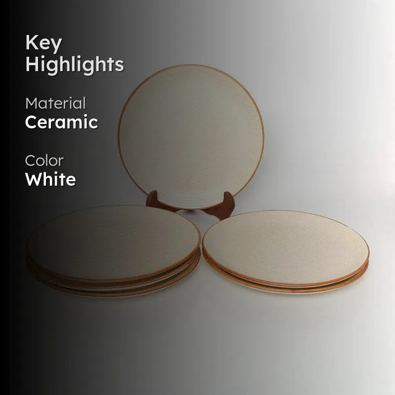 White ceramic quarter plates displayed with text overlay