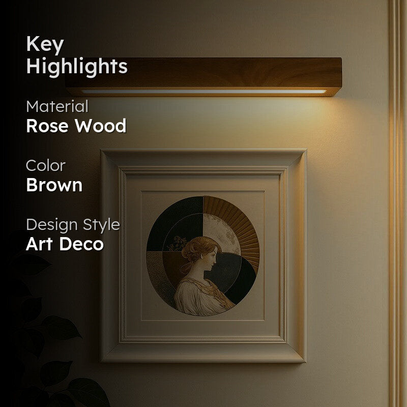 Slim Rose Wood LED Wall Lamp media 2