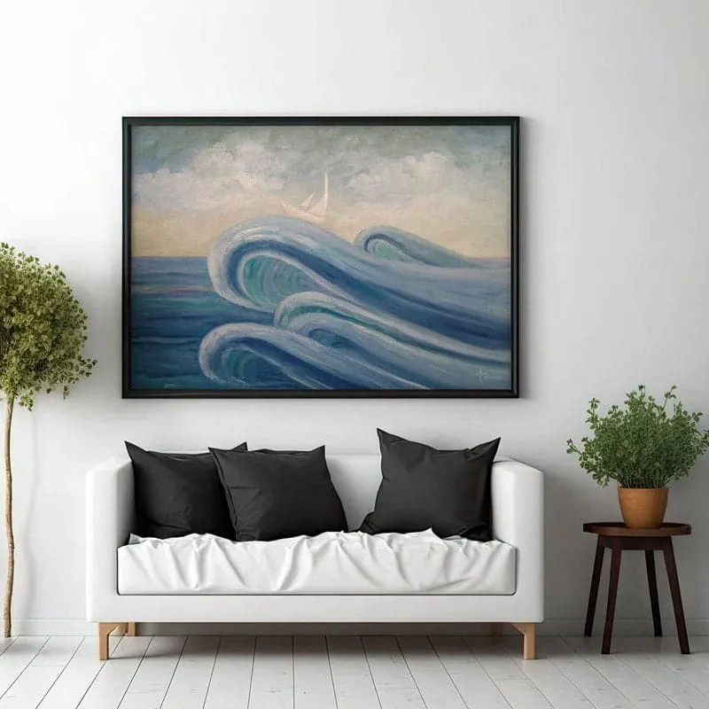 Crowning The Waves Canvas Wall Painting - Black Frame media 3