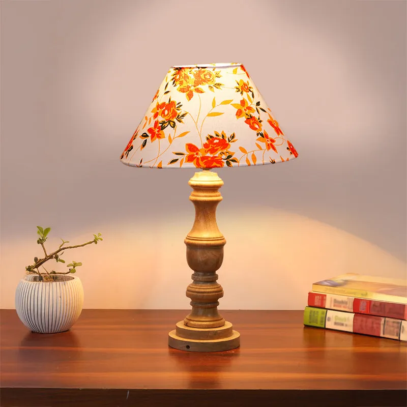 Fleur Cone Carve Wooden Table Lamp - Multicolor media 2