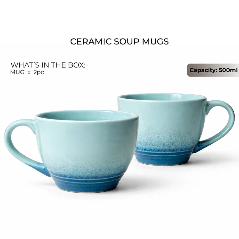 Whimsi Ceramic Coffee Mug (500 mL Each,Blue) - Set Of Two media 3