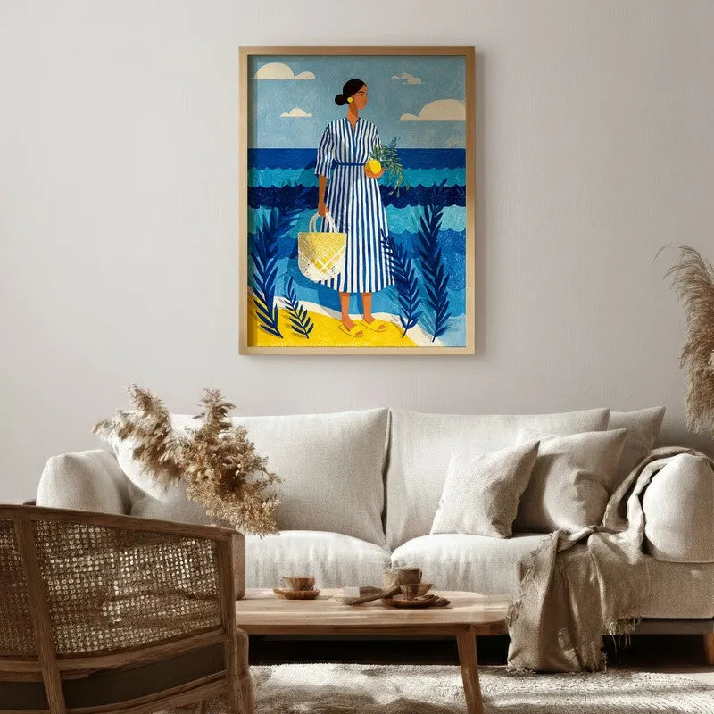 Golden Sand Canvas Wall Painting - Brown Frame media 1