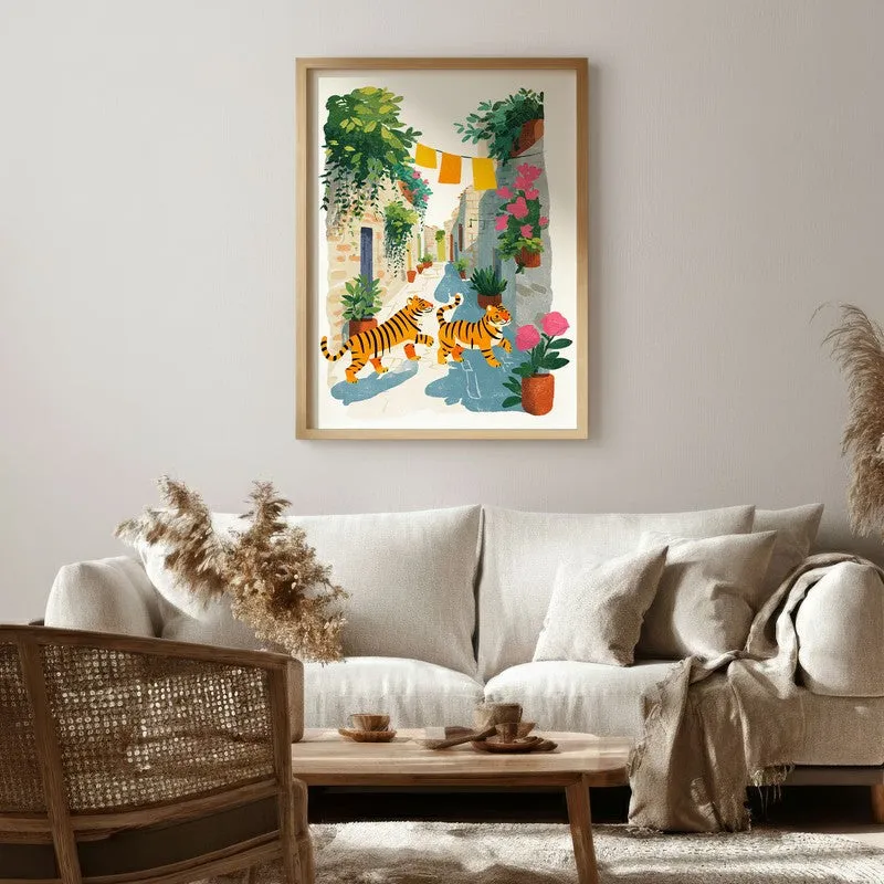 Sunwashed Canvas Wall Painting - Brown Frame media 1