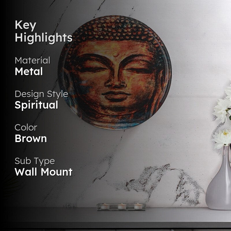 Atherin Buddha Face Printed Metal Wall Plate media 2