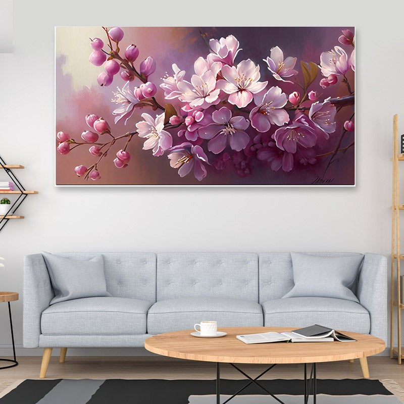 Purple Bunch Floral Wall Painting
