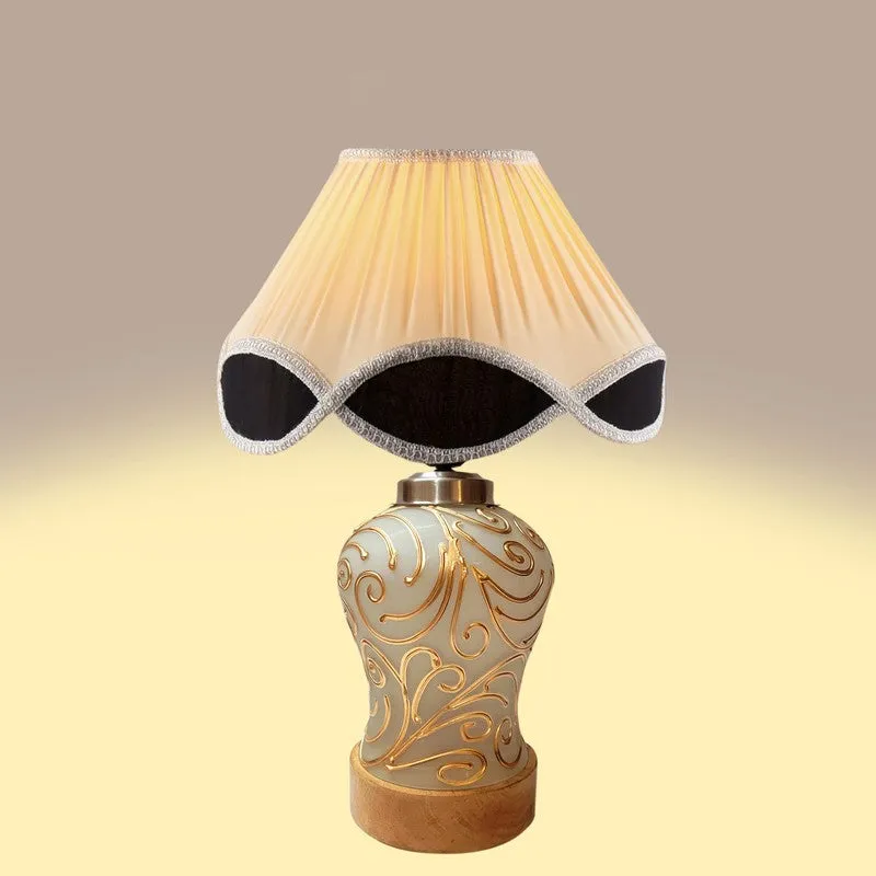 Lumithra Arc Pleated Wooden Table Lamp - OffWhite media 6