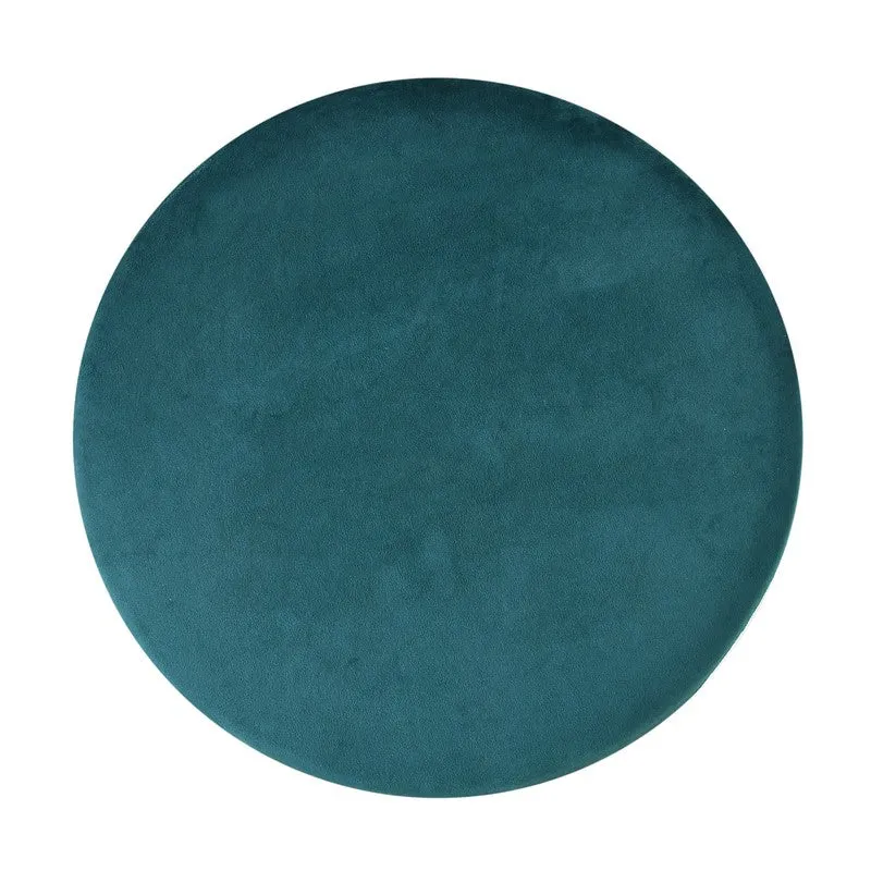 Classic Solid Velvet Ottoman - Blue & Gold media 5