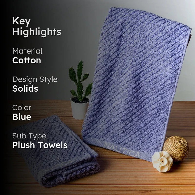 Nautica Riviera Soft Cotton Hand Towel (Blue) - Set Of Two media 2