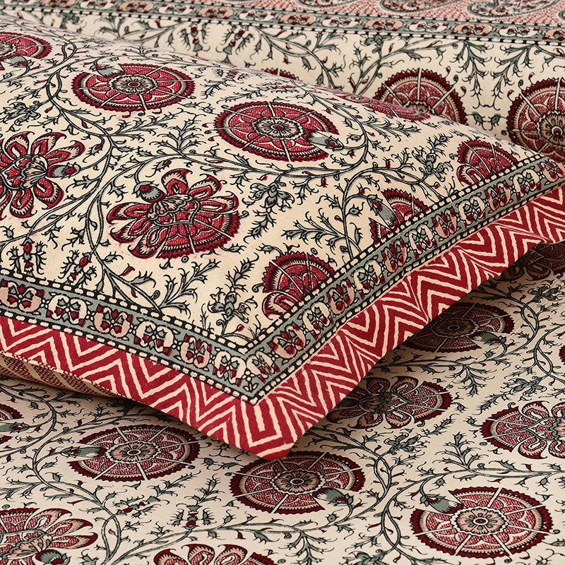 Ayati Ethnic Cotton Bedsheet (Maroon) - 160 TC media 4