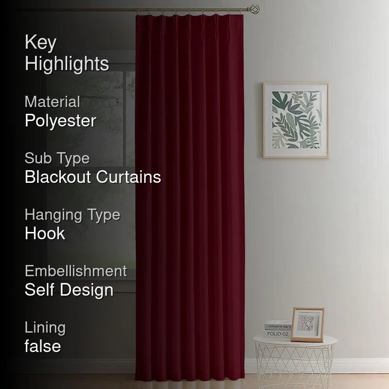 Noir Double Pinch Pleat Blackout Curtain - Burgundy media 2