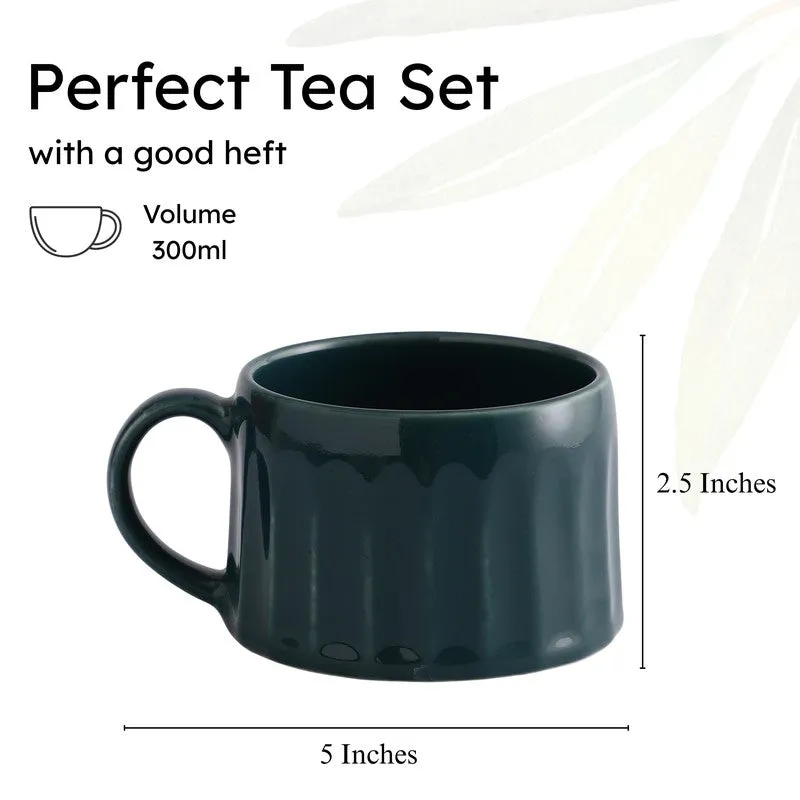 Teal Stoneware Coffee Mug (300 mL Each) - Set Of Two media 11