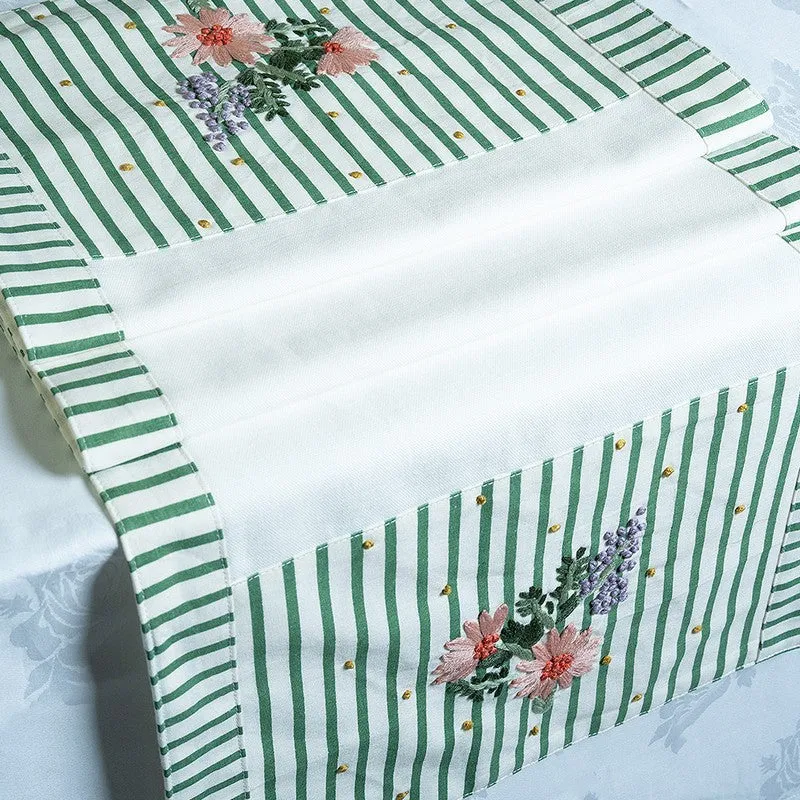 Meadow Stripe Cotton Table Runner media 4