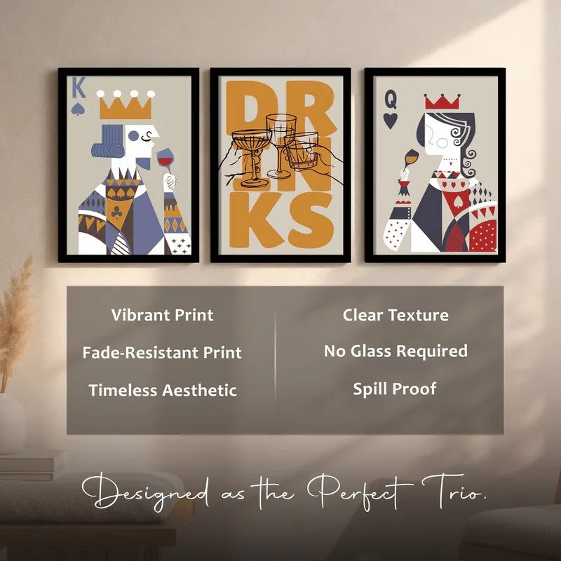Poker King and Queen Paper Wall Painting With Frame - Set Of Three media 7