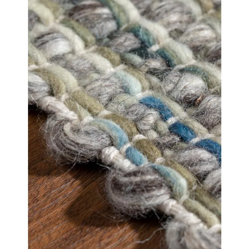 Artistry Threads Hand Woven Wool Rug - Blue & Brown media 4