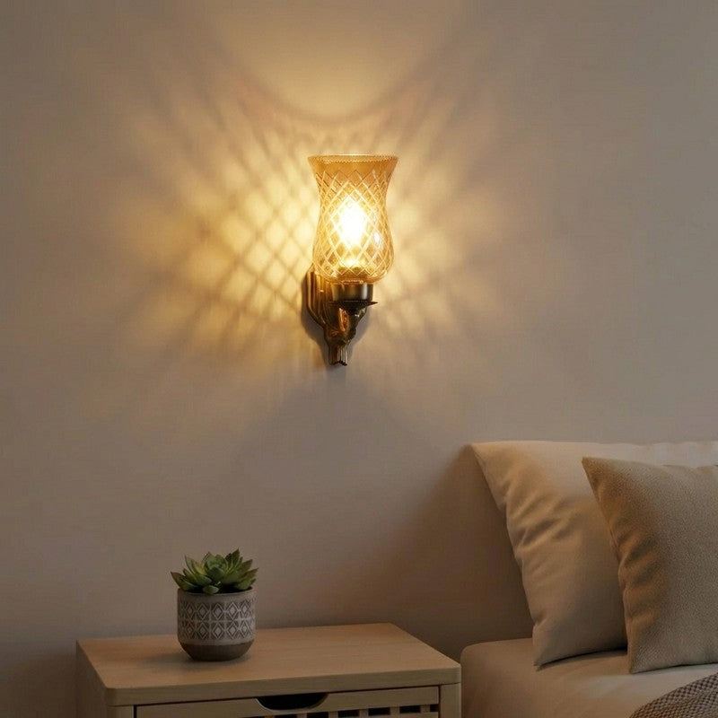 Honey Glow Heart Amber Glass Wall Lamp