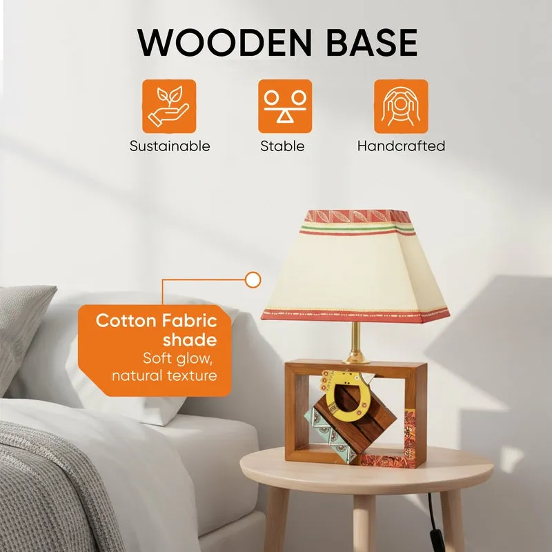 Eshwari Handcrafted Wooden Table Lamp - Multicolor media 5