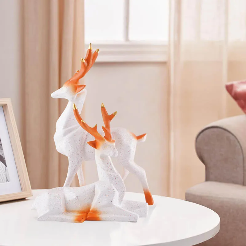 Opulent Stag Painted Polyresin Show Piece (White)- Set Of Two media 1