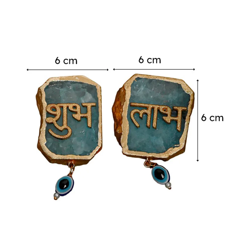 Shub Labh Agate Wall Accents (Turquoise) - Set Of Two media 5