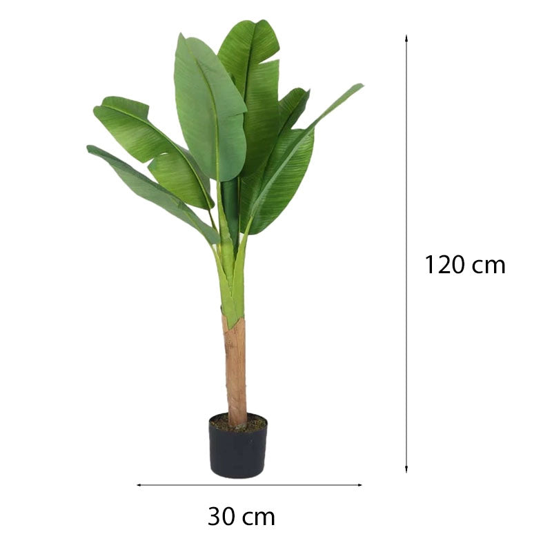 Faux Lush Banana Plant With Black Plastic Pot - 4 Feet media 6
