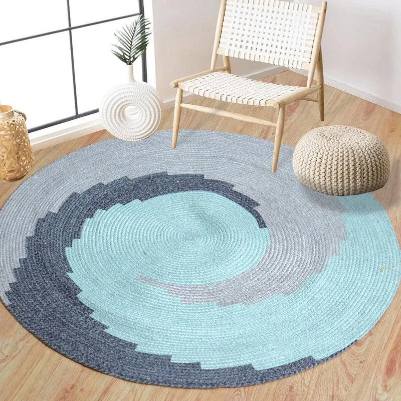 Marine Wave Round Cotton Rug media 4