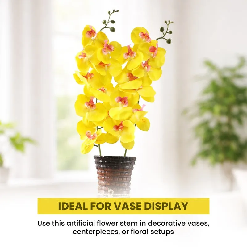 Auraflora Plastic Artificial Flower (Yellow) - Set Of Two media 5