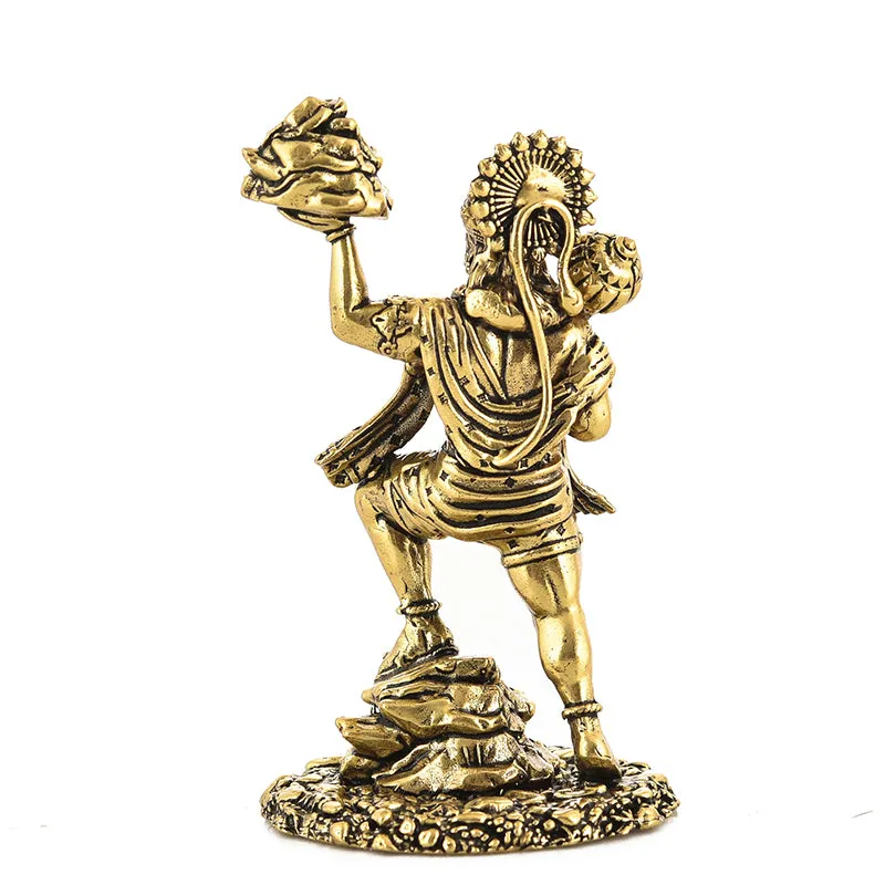 Auspicious Hanuman Brass Idol - Gold media 5