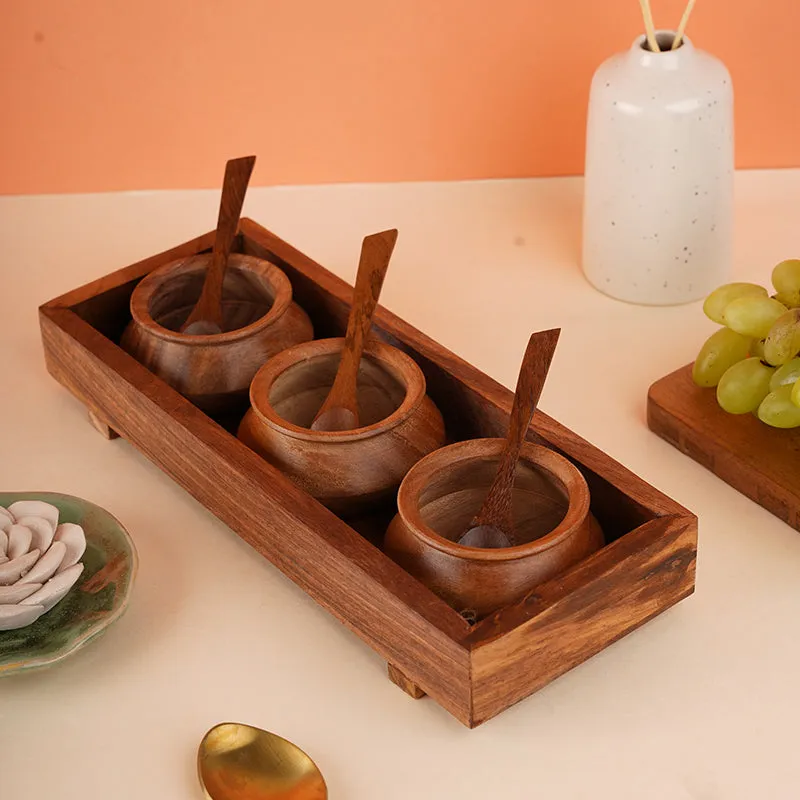 Tiernan Wood Condiment Jar With Tray - Seven Piece Set media 3
